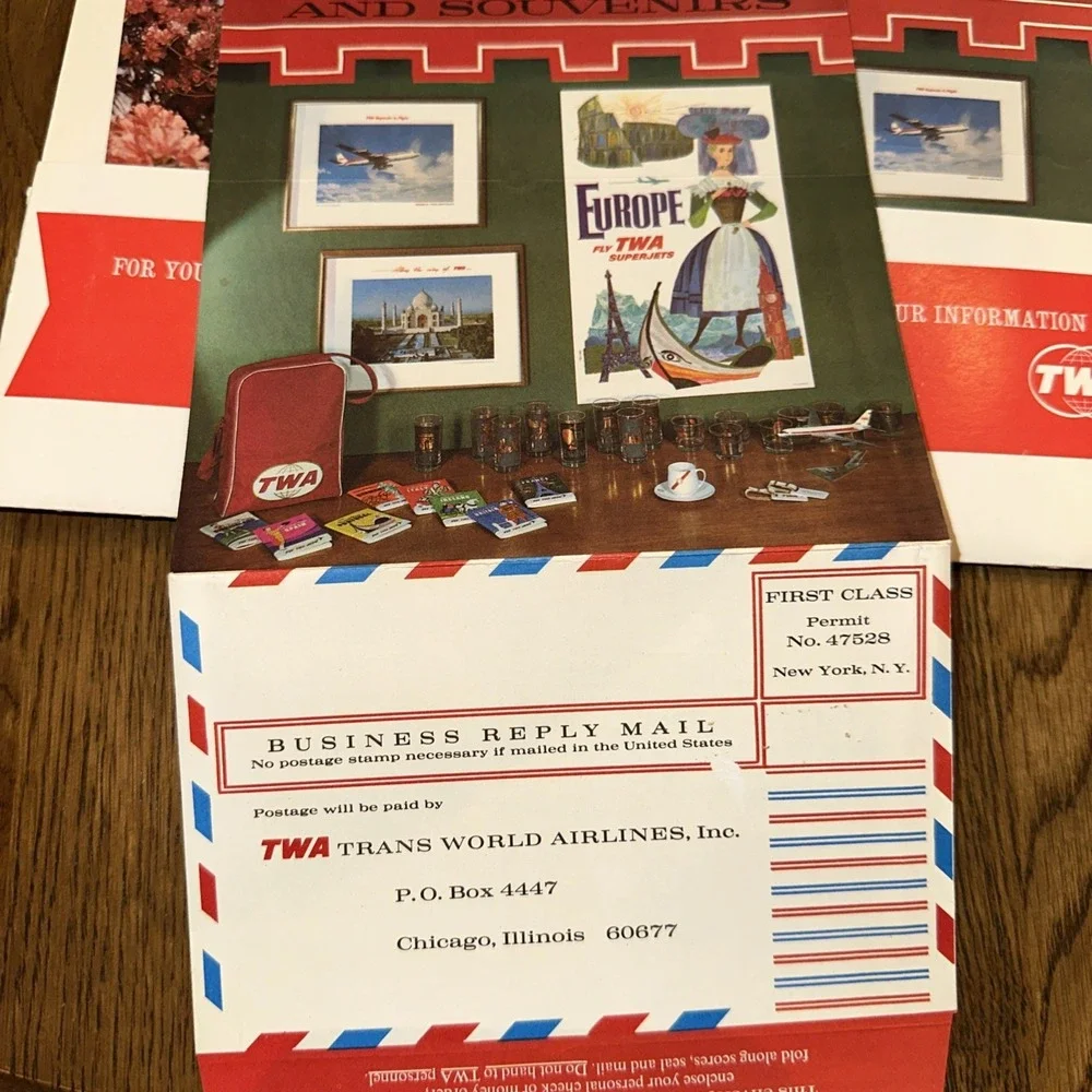TWA Airlines In Flight Package 1965 Rare Vintage Collectible